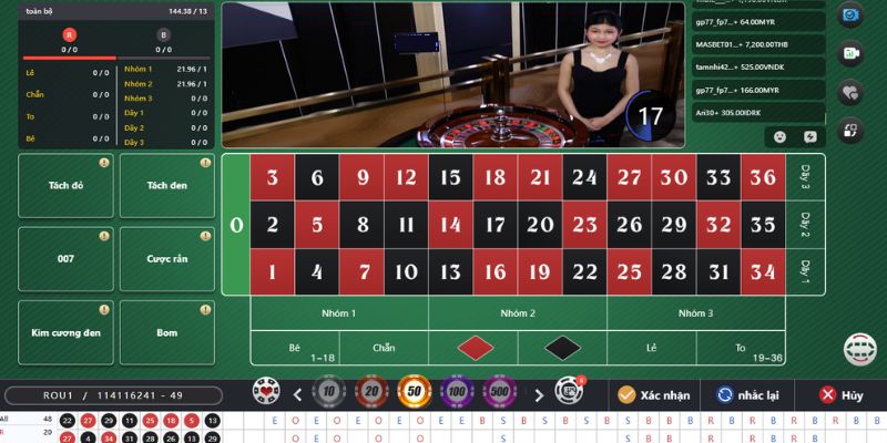 Sảnh Via giới thiệu nhiều bàn cược roulette