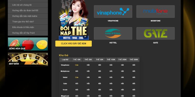 Điều kiện cần tuân thủ khi nạp tiền Bet168